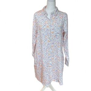 Croft & Barrow Sleep Shirt Floral Pajamas Button Down Pockets NWT Size Small